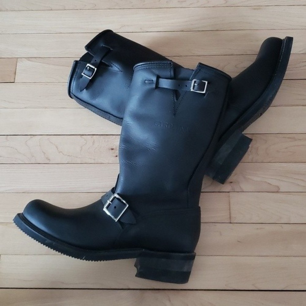 Women’s Black Moto Combat Boots with Buckle Detail